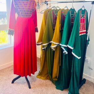 Elegant Red and Green Women's Dress